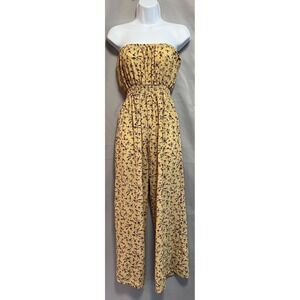 Forever 21 Women Yellow Floral Sleeveless  Jumpsuit Sz‎ Medium